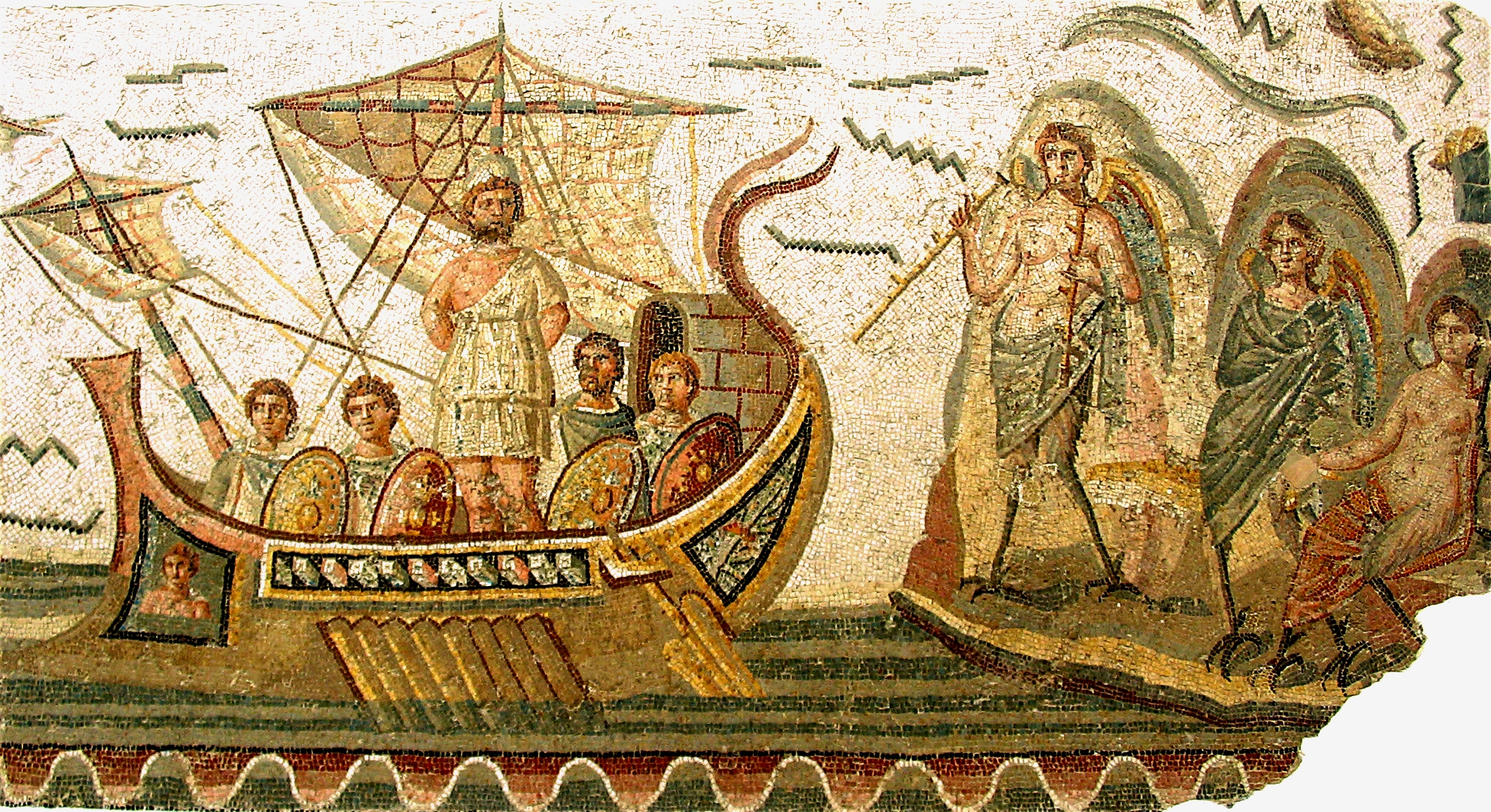 Roman Ulysses and the Sirens Mosaic in Tunisia's Bardo Museum