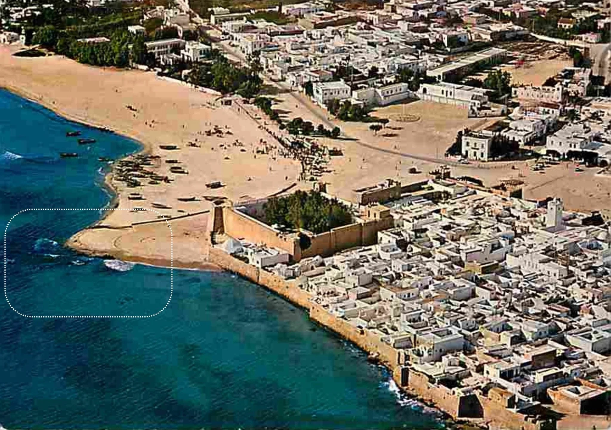 Seaside view of La Scala historic port site